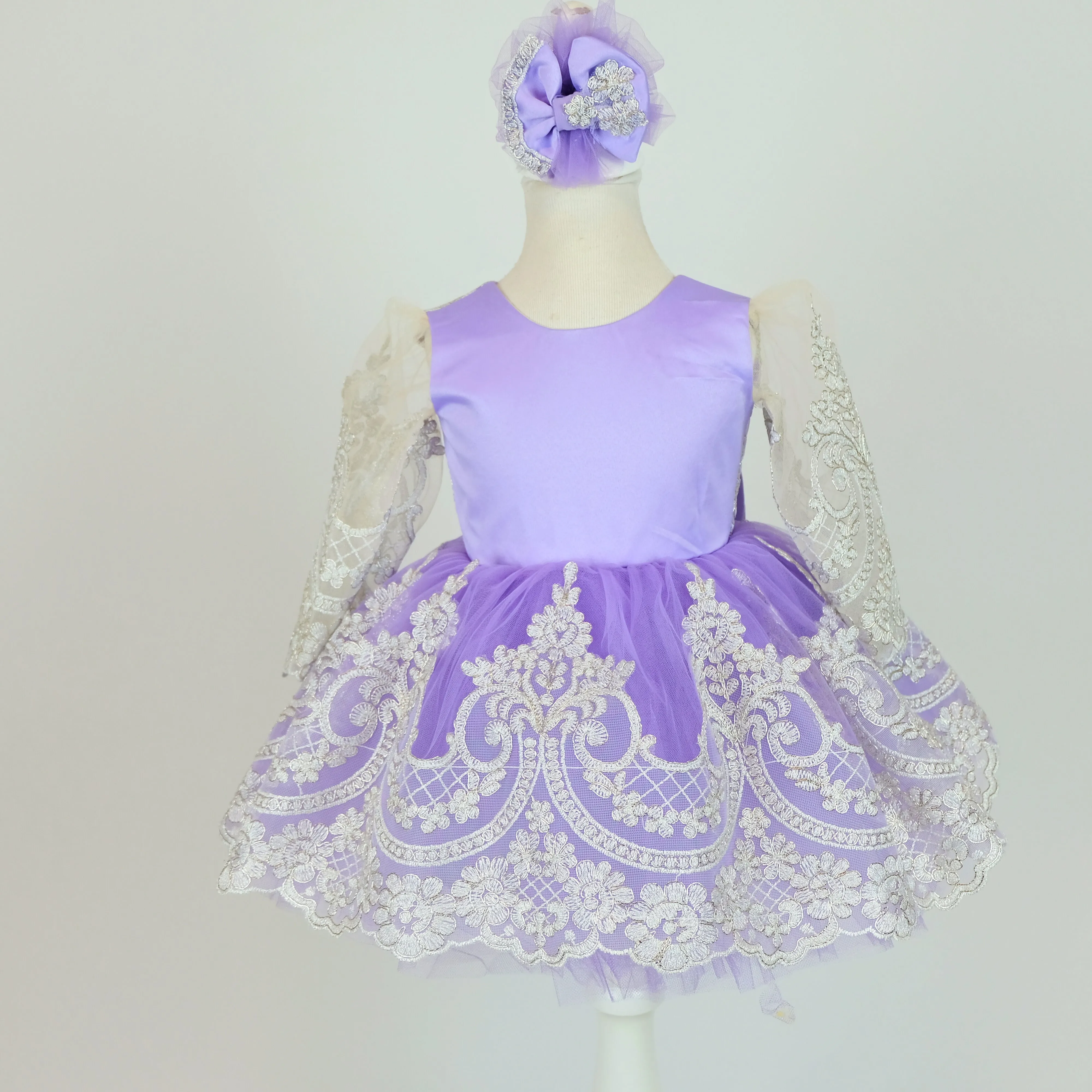 Hazel baptism baby dress lilac