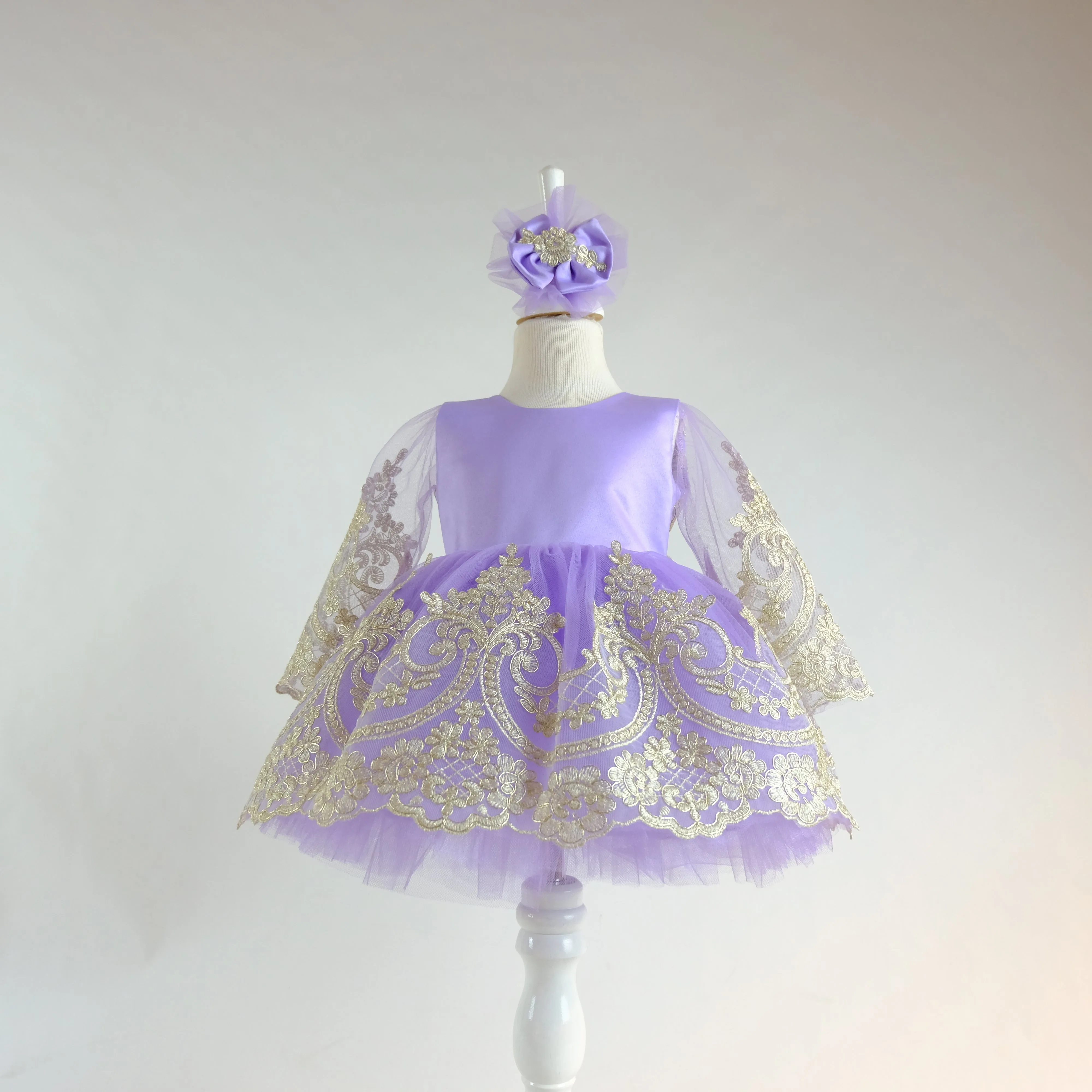 Hazel baptism girl dress lilac